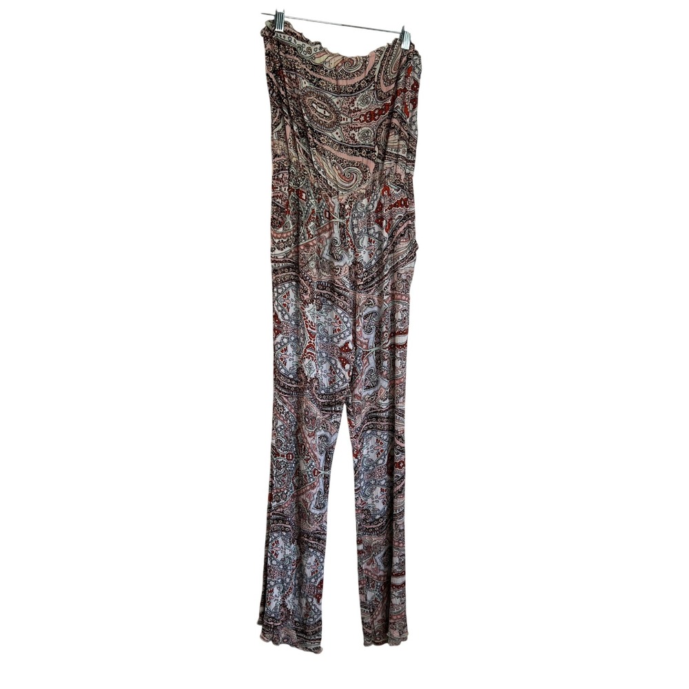 Bear Dance Paisley Flare Leg Jumpsuit Boho Y2K Festival Size L